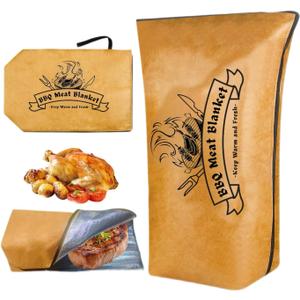 BBQ Blanket for Resting Meat, BBQ Brisket Blanket Meat Resting Blanket for Smoking, Reusable Smoker Grilling Meat Insulated Resting Bag with Wide Mouth for Large Brisket/Beef (Regular 21in)