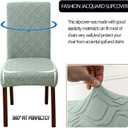 Kitchen Chair Covers Dining Chair Cover,Removable Washable Jacquard Parsons Chair Covers (Bean Green,Set of 6)