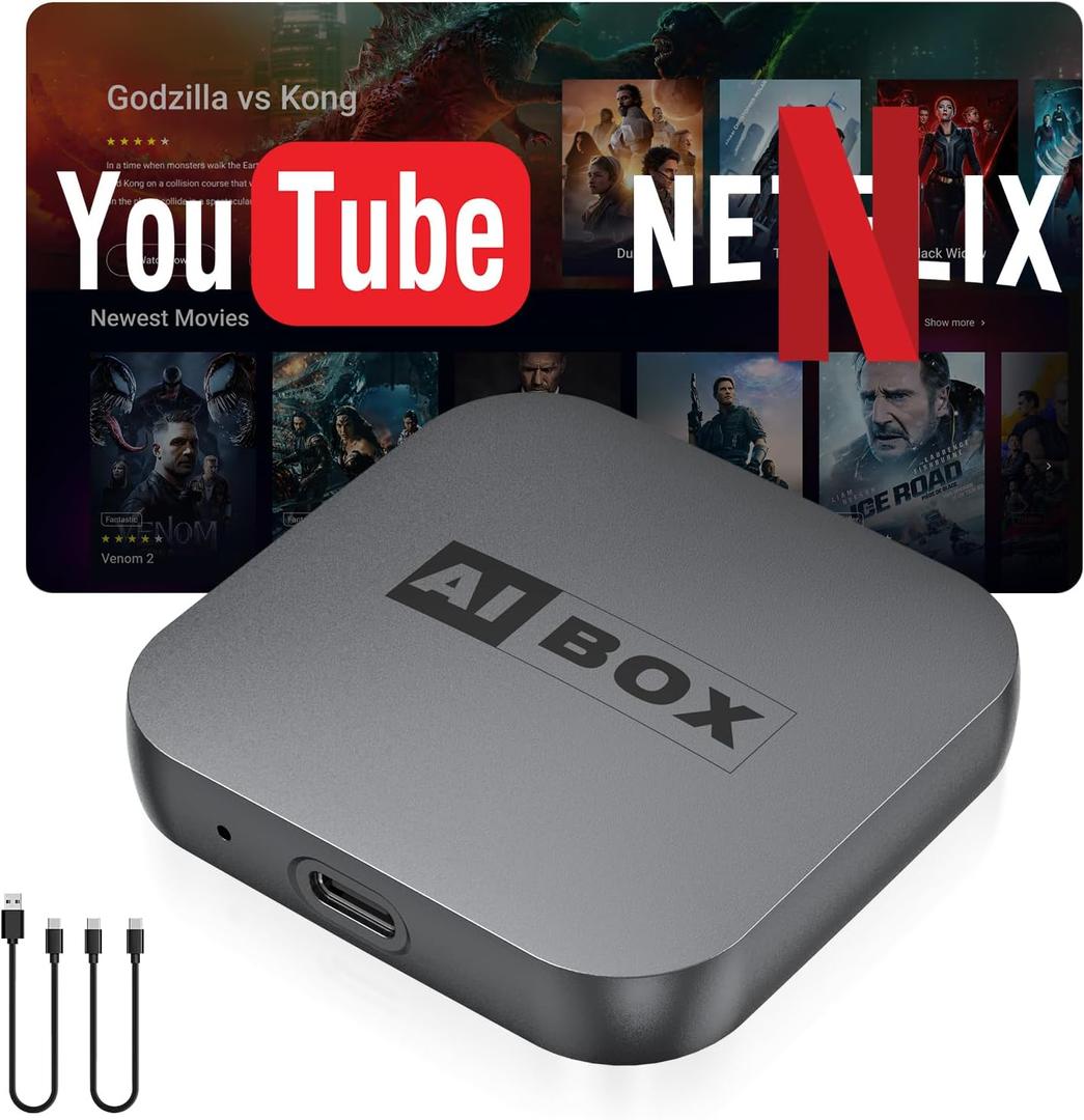 Wireless CarPlay Adapter, Car Adapter with Netflix Fast Car Video Plug & Play, Easy Setup, Supports Netflix/YouTube/TF Card Streaming Equalizers and More