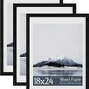 18x24 Poster Frame 3 Pack, Fits 12x16 with Mat or 18x24 Without, Black Wood