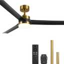 VONLUCE Ceiling Fans with Lights, 52 Inch Ceiling Fan and Remote, with 3 Blades 6-Speeds Noiseless Reversible DC Motor, Modern Ceiling Fan for Farmhouse Bedroom Patio Indoor Outdoor, Black Gold