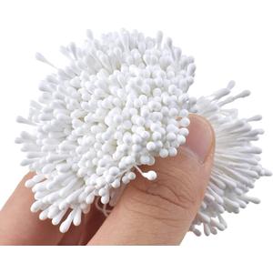 HAHIYO 700Pcs 2mm White Matte Double Heads Flower Stamen Pistil for Flower Making Scrapbook Decoration - Handmade Artificial Flower Pistil Matt-Like Floral Stamens Flowers Pollen Stamen
