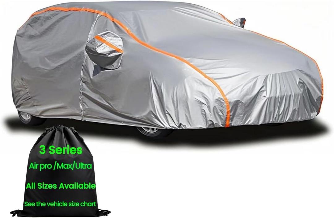 Waterproof All Weather Car Cover for Hatchback Car Snow Cover,Car Tarps Size As: Golf GTI,Vw Beetle Inner Cotton Hatchback Under 178" (Gray(Max))