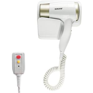 Wall Mounted Hair Dryer for Bathroom - 110V Professional Blow Dryer with Fast Drying Salon Motor, Heavy Duty Wall Mount Hairdryer with Stand Rack, Includes Screws+Adhesive