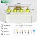 Gold Bathroom Light Fixtures, 4-Light Vanity Lights for Bathroom with Ribbed Green Tulip Glass Shade, Brass Wall Scone Lighting Over Mirror for Farmhouse,Bedroom,Living Room,Hallway