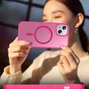 2 x SPIDERCASE Designed for iPhone 14 Plus Case, Magnetic Translucent [2 Pack Tempered Glass Screen Protector] Anti-Fingerprint Anti-Scratch Case for iPhone 14 Plus 6.7,Hot Pink