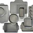 All-Clad Pro-Release Nonstick Bakeware Set 10 Piece Oven Safe 450F Half Sheet, Cookie Sheet, Muffin Pan, Cooling & Baking Rack, Round Cake Pan, Loaf Pan, Baking Pan Grey