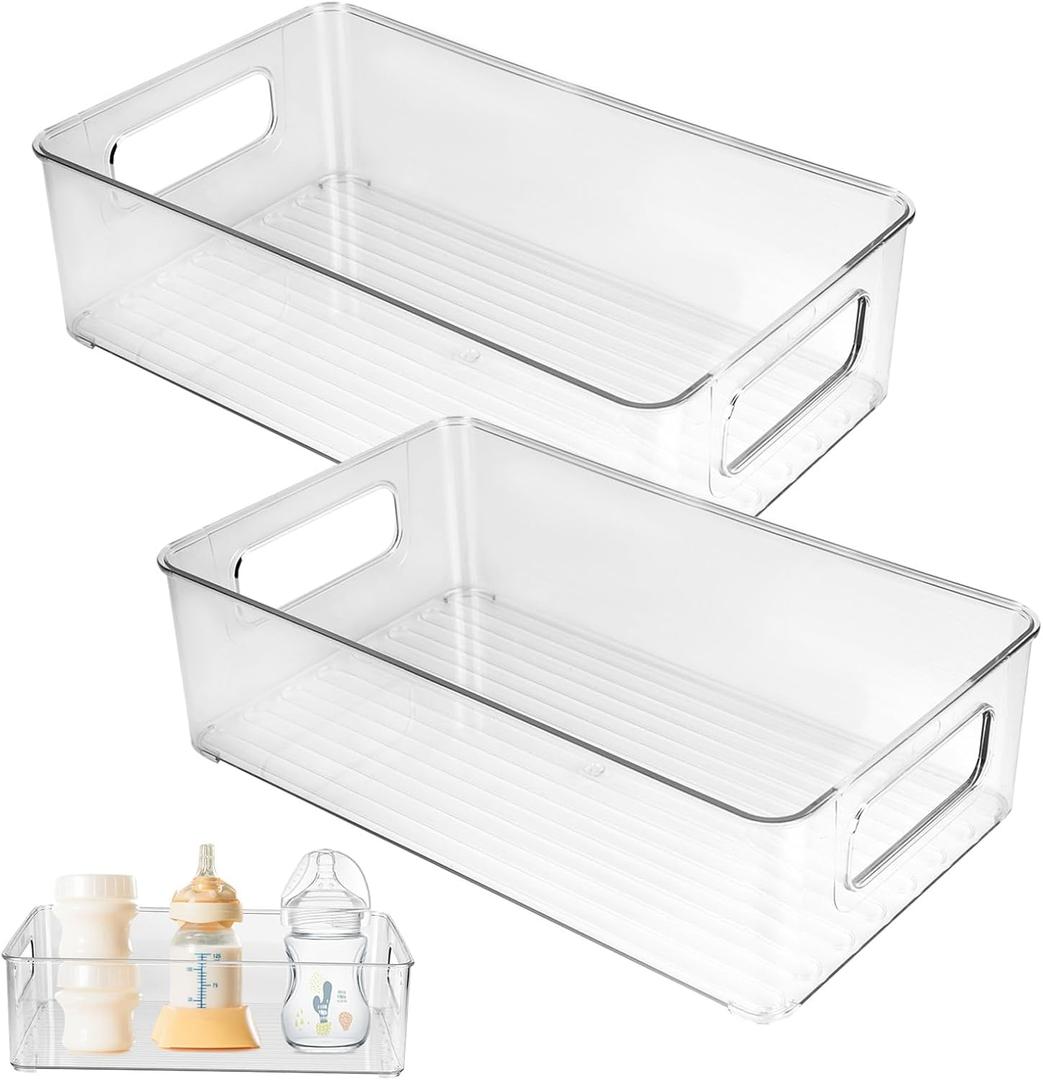 Baby Bottle Organizer Plastic Storage Center for Baby Bottles and Food Jars Baby Bottle Organizer for Cabinet, Perfect Organizer for Kitchen Cabinet, Pantry, Refrigerator, and Countertop2 pcs