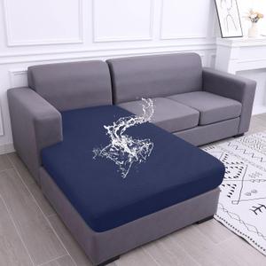 Hyha Waterproof Sectional Couch Covers, Non Slip Sofa Couch Cushion Covers L Shape, Thick Stretch Jacquard Fabric, Washable Sofa Slipcovers with Elastic Bottom (1 Piece for Chaise, Navy)