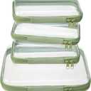 4 pcs Clear Zipper Pouches,Hard Shell Zipper Case, Toiletry Bag for Travel, CLear Diaper Bag, Toiletry Pouch, Travel Organizer, Clear Cosmetic Bag,Toy Storage Bins (M+3S) (Mint Green)