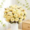 18 Heads Cream White Artificial Chrysanthemum Flowers Fake Mums White Kiku Ball Flowers Bouquet Silk Chrysanthemums for Indoor Outdoor Table Centerpiece Vase Wedding Decoration, 2 Pcs