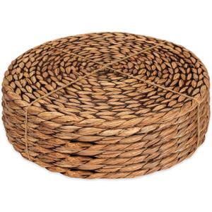 CENBOSS Woven Placemats (13.5" Set of 8, Brown Wash) Round Placemats, Wicker Placemats, Rattan Placemats, Plate Chargers