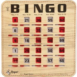 Regal Bingo Bulk Bingo Cards with Sliding Windows - Reusable Bingo Game Cards for Adults Large Group - 25 Pack, Woodgrain