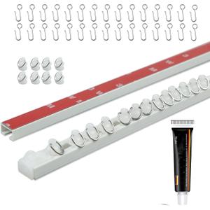 Self Adhesive Curtain Track Ceiling Or Wall, No Drill Curtain Rod, Adhesive Curtain Rod For Windows Cabinet Closet Bathroom Shower Curtain (32 Inch) (32 Inch)