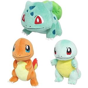 Set of 3 Sanei Pokemon PP17 Bulbasaur, PP18 Charmander, PP19 Squirtle Stuffed Plush