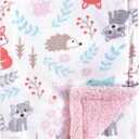 Hudson Baby Unisex Baby Plush Mink and Sherpa Blanket, Girl Woodland, One Size