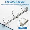 SUNEE 3 Ring Binders 1.5 Inch 10 Pack, Clear View Binders Three Ring PVC-Free (Fit 8.5x11 Inches) for School or Office Supplies, White