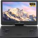 ieGeek 15.9" Portable DVD Player with 14.1" Swivel Screen, HDMI Input, 6-Hour Rechargeable Battery, Region Free, USB/SD Playback, Ideal Gift for Seniors, Kids and Travel, Black