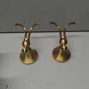 2 Pack Vintage Brass Wall Hooks, Bathroom Accessories, Antique Brass Horn Shape Curved Towel Hooks, Double Brass Towel Hook for Bathroom & Bedroom