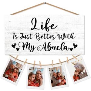 Abuela Gifts Picture Frame Photo Holder for Wall, Birthday Gifts for Nana Grandma, Thank You Grandmother Gift from Grandchildren Grandkids Hanging Photo Display