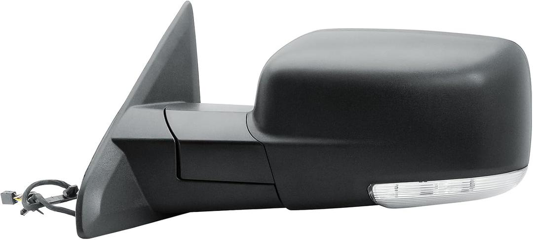 Driver Left Side Door Mirror Electric Heated Glass Power Folding Textured Back Cover with Turn Signal Light Puddle Light and Temperature Sensor for Ram 1500 2500 3500 2009-2019, 1500 Classic 2019-2024, Standard