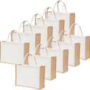 Yogi's Gift - Paquete de 10 bolsas de arpillera de yute blanco con asas, bolsas de regalo reutilizables naturales ecolgicas y reutilizables para damas de honor, Yogi's Gift