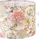 GO&SO 1 Pack Floral Large Drum Lamp Shade,16" x16" x10", 1.65" Spider E27 Base, Printed Pattern Design, DIY Assembly with Multi-Adapter (E14/10mm), Perfect for Table/Floor Lamps/Pendant Lighting