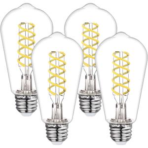 BORT 4Pack Dimmable LED Edison Bulbs,5000K Daylight White, 6W Equivalent to 60W Vintage Light Bulbs, Antique Flexible Spiral LED Filament Decorative Light Bulbs