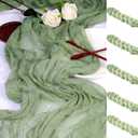 5 Pack 13.3Ft Long Cheesecloth Table Runner Sage Green,160In Rustic Boho Gauze Table Runner Cheese Cloth for Weddings Bridal Baby Shower Birthday Parties Sage Sheer Table Scarf Decorations Bulk