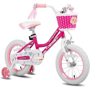 JOYSTAR Angel Girls Bike for Toddlers and Kids Ages 2-13 Years Old, 12 14 16 18 20 Inch Kids Bike with Training Wheels & Basket, 20 24 Inch Girls Bicycle with Handbrake & Kickstand, Color: Fuchsia