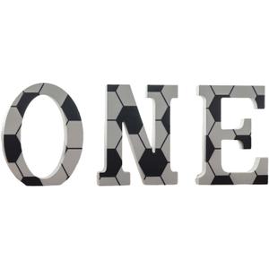 Soccer Wood ONE Sign, Decorative Wooden Block Word Signs, Freestanding Wooden Letters,Set of 3 Soccer 6 Inch ONE Signs