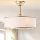 20" Caged Gold Fandelier Ceiling Fans with Lights, Boho Ceiling Fan with Light Remote Control, Mid-Century Chandelier with 6 Speeds for Bedroom,Living Room, Nursery