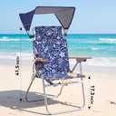17" Tall Beach Chair with Canopy Shade,Support to 350LBS, Blue Ocean | Adjustable High-Back Heavy Duty Beach Chair with Sun Shade Folding Backpack Beach Chair with Cup Holder and Storage Bag