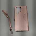 Wallet Case for Galaxy S23 Ultra,[RFID Blocking] 3 Card Holder Stand with Credit Card Slot PU Leather Magnetic Protective Flip Cover for Galaxy S23 Ultra (Rose Gold)