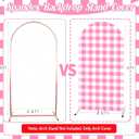 Pink White Gingham Arch Backdrop Covers, 6 Ft Pink Stretchy Arch Backdrop Stand Covers, Photography Background Plaid Arch Stand Covers for Wedding Birthday Baby Shower Party Decor
