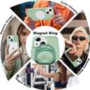 Compatible with iPhone 15 Case with 360 Rotatable Magnetic Ring Stand [Compatible with Mag-Safe] Translucent Shockproof Protective Phone Case for Women Men, Light Green