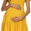 levaca Womens Summer Casual Dresses Beach Coverup Loose Short Sleeve T Shirt Dress 2025 Midi Outfit Sundress (Medium, Yellow)