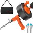 KINGLEV Drain Snake, 50ft Flexible Steel Drain Auger With Drill Adapter, Heavy Duty Sink Plumbing Unblocking Hand Auger, Manual Or Powered for Shower & Bathtub Clogs-No auto retract or feed