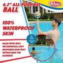 Wahu 100% Waterproof All-Purpose Pool Ball for Beach Volleyball, Soccer, and More, 6.5" Round Water Ball for Beach and Pool Sports Games