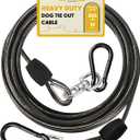 Petbobi Heavy-Duty Dog Tie-Out Cable - 10FT Extra Strong Wire Cable for Large Pets Up to 300Lbs, Rust Proof Dogs Leash with Carabiners and 360 Swivel, Pet Leads for Yard Camping Outside, Black