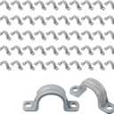 Demissle PVC Conduit Clamp 2 Hole Straps Heavy Duty Grey Plastic Conduit Strap U Clip Mounting Bracket for Cables(50 Pcs,1 Inch)
