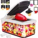 RK Vegetable Chopper, Extra Large Chopper Vegetable Cutter, Multifunctional 10-in-1 Pro Food Chopper - 6 Blades, 4 Vegetable Spiralizers, E-Recipes - Veggie Chopper with Container