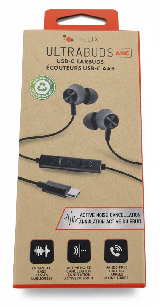 HELIX ULTRABUDS Earbuds USB-C Connector Black Gray Wired Headphones 