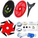 Brush Cutter Blade for Weed-Eater Kits-9" x 36 Teeth Carbide Tipped Blades &9" x20T Carbon Steel Round Chainsaw Tooth Brush Blades &10" x 3 Teeth Carbon Blades &6 Steel Razors Trimmer Head