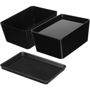 2 Pcs Storage Bins With Lids Multipurpose Stackable Plastic Containers for Home and Office Organization (5 x 7 inches, Black)