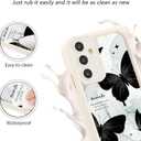 for Samsung Galaxy A15 5G Cute Phone Case 6.5", Aesthetic Creative Black Butterfly Marble Pattern Print Design Women Girly Case Camera Protective Cover Shockproof Silicone Soft Slim TPU Funda