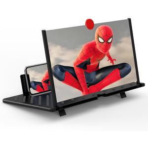 20 inch Screen Magnifier for Smartphone,3D HD Screen Expanders for Movies, Videos, and Gaming, Screen Magnifier with Adjustable Angle Design Amplifier Desktop Magnifying for Seniors Reading (Black)