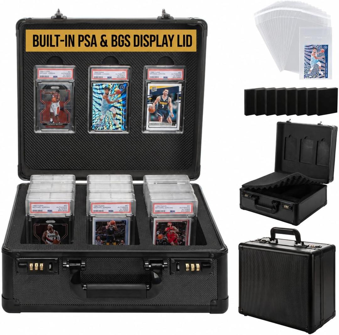 3-Row Graded Card Storage Box - Graded Card Case with Combination Lock