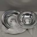 316048413 and 316048414 Stove Burner Drip Pans for Electric Stove Top - Perfectly Fit Frigidaire Kenmore Electric Range -Thickening to Prevent Bending and Rust - Include 2 x 6 in, 2 x 8 in (Chrome)