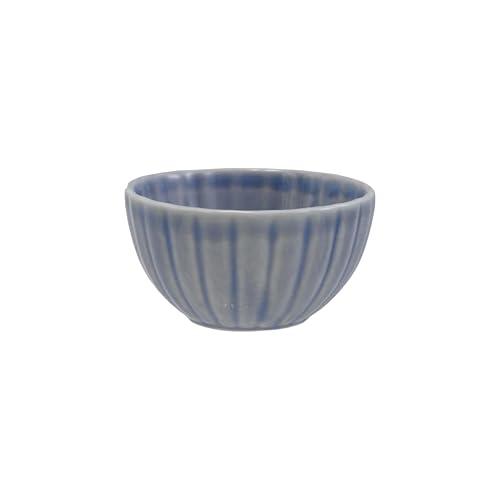 Creative Co-Op Medium Stoneware Ribbed Bowl with Reactive Glaze, Light Blue, Set of 4